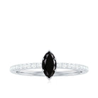 1/2 Carat Black Onyx Marquise Engagement Ring with Diamond Black Onyx - ( AAA ) - Quality - Rosec Jewels