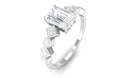 2 CT Octagon Cut Zircon Engagement Ring with Side Stones Zircon - ( AAAA ) - Quality - Rosec Jewels