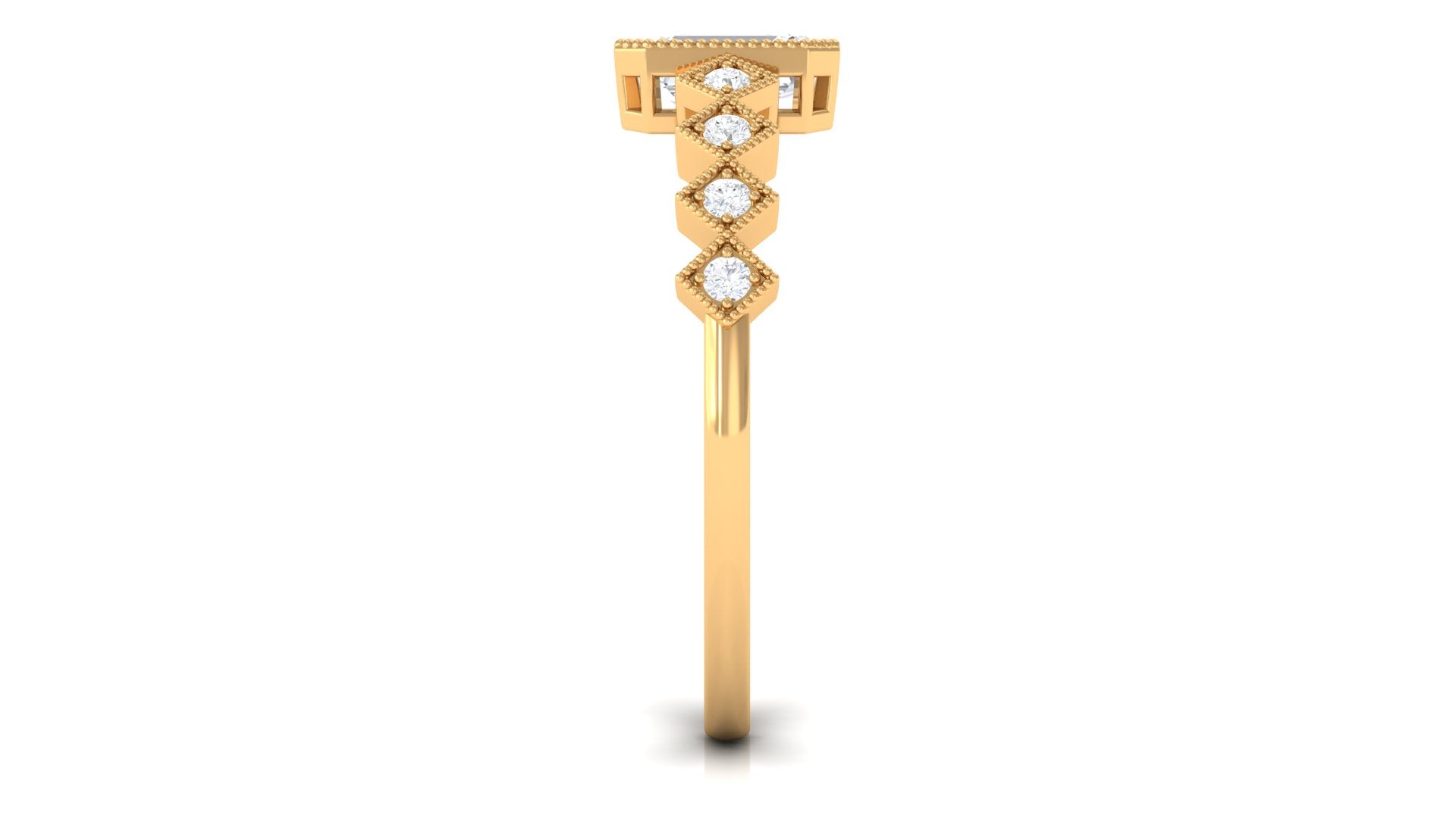 1 CT Octagon Cut Zircon Engagement Ring with Side Stones Zircon - ( AAAA ) - Quality - Rosec Jewels