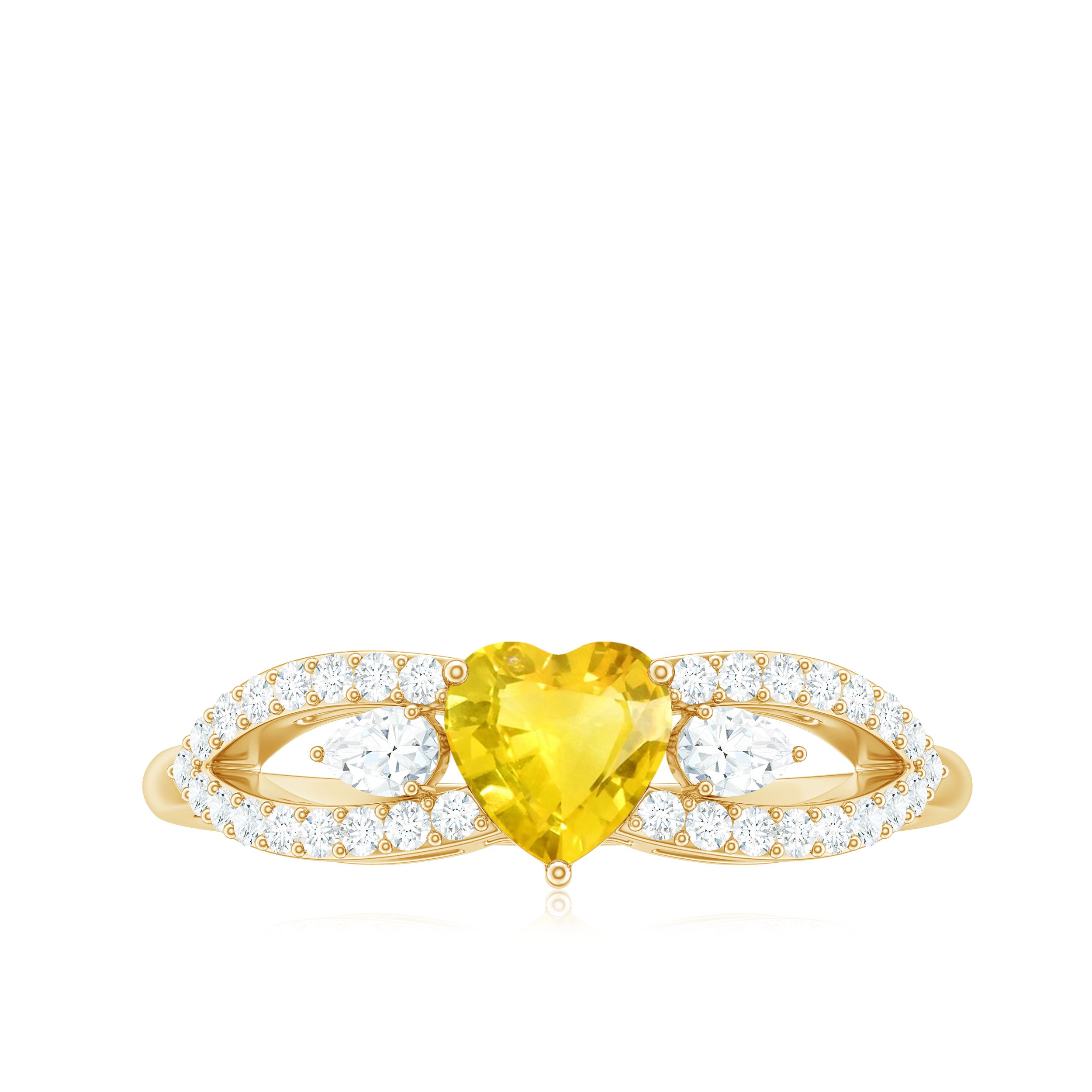 1 CT Solitaire Yellow Sapphire Heart Engagement Ring with Diamond Yellow Sapphire - ( AAA ) - Quality - Rosec Jewels