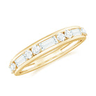 1 CT Minimal Simulated Diamond Half Eternity Band Ring in Gold Zircon - ( AAAA ) - Quality - Rosec Jewels
