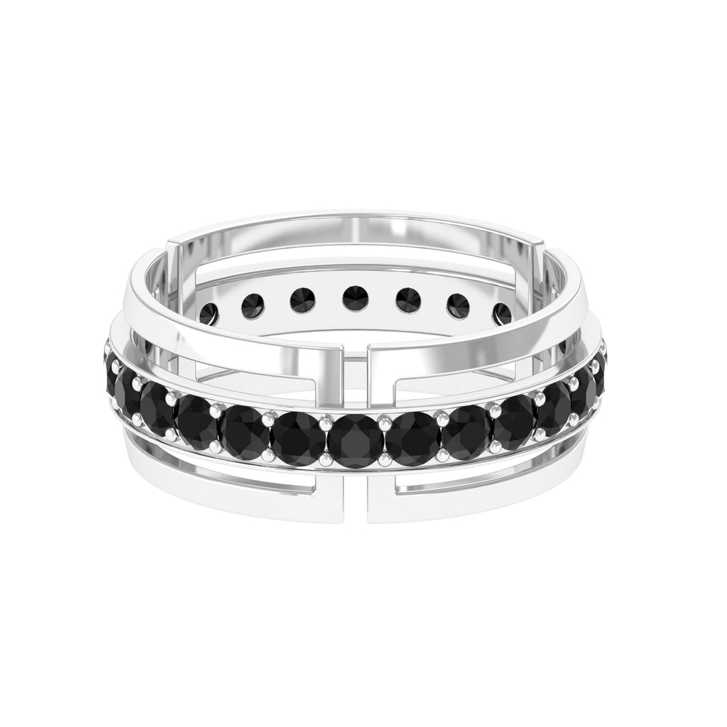 Certified Lab Created Black Diamond and Gold Eternity Band Ring Lab Created Black Diamond - ( AAAA ) - Quality - Rosec Jewels