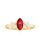 1 CT Marquise Cut Lab Grown Ruby Solitaire Ring with Diamond Lab Created Ruby - ( AAAA ) - Quality - Rosec Jewels