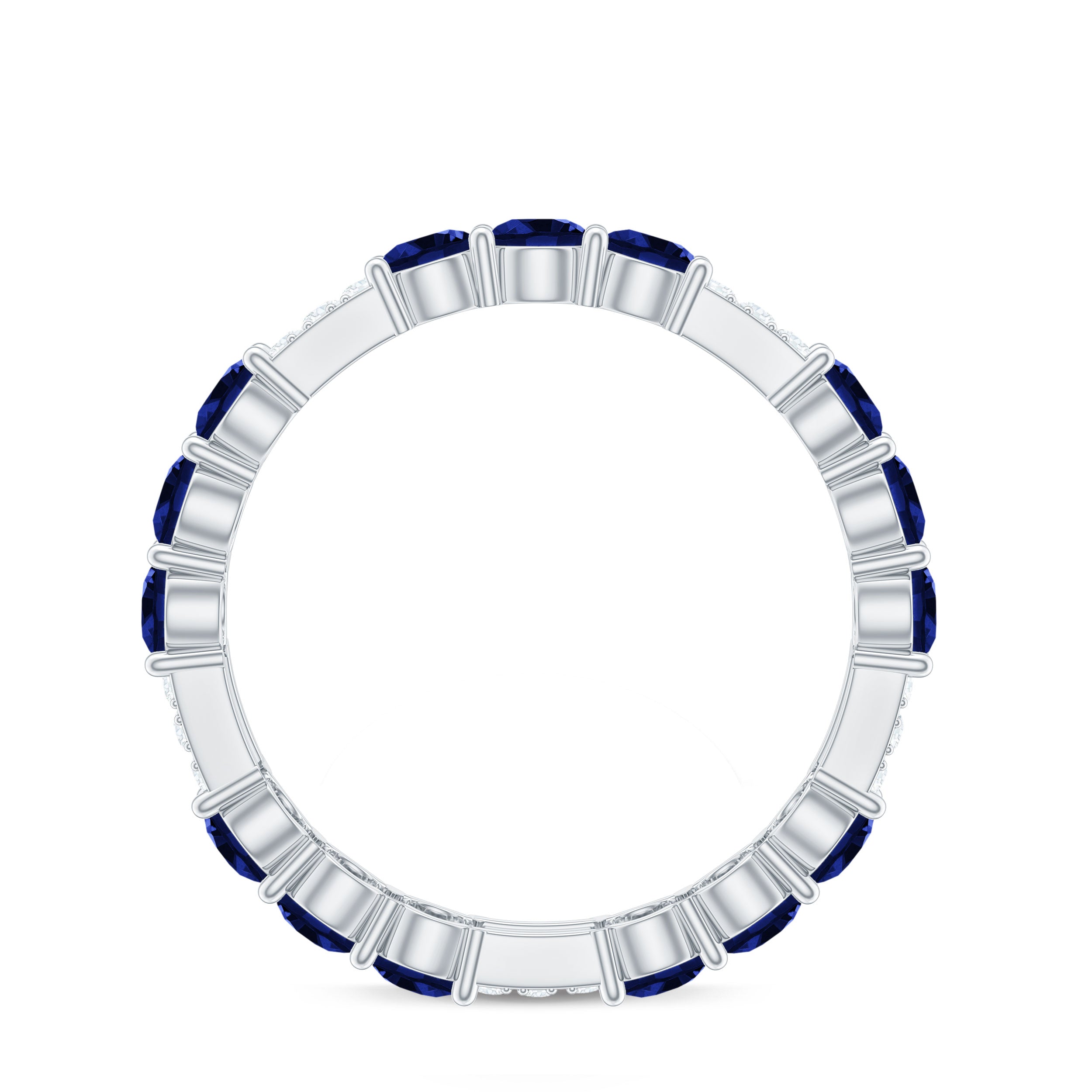 3 CT Blue Sapphire and Diamond Designer Eternity Band Ring Blue Sapphire - ( AAA ) - Quality - Rosec Jewels