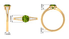 Round Peridot Solitaire Ring with Diamond Side Stones Peridot - ( AAA ) - Quality - Rosec Jewels