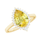 Cocktail Halo Ring with Created Yellow Sapphire and Diamond Lab Created Yellow Sapphire - ( AAAA ) - Quality - Rosec Jewels