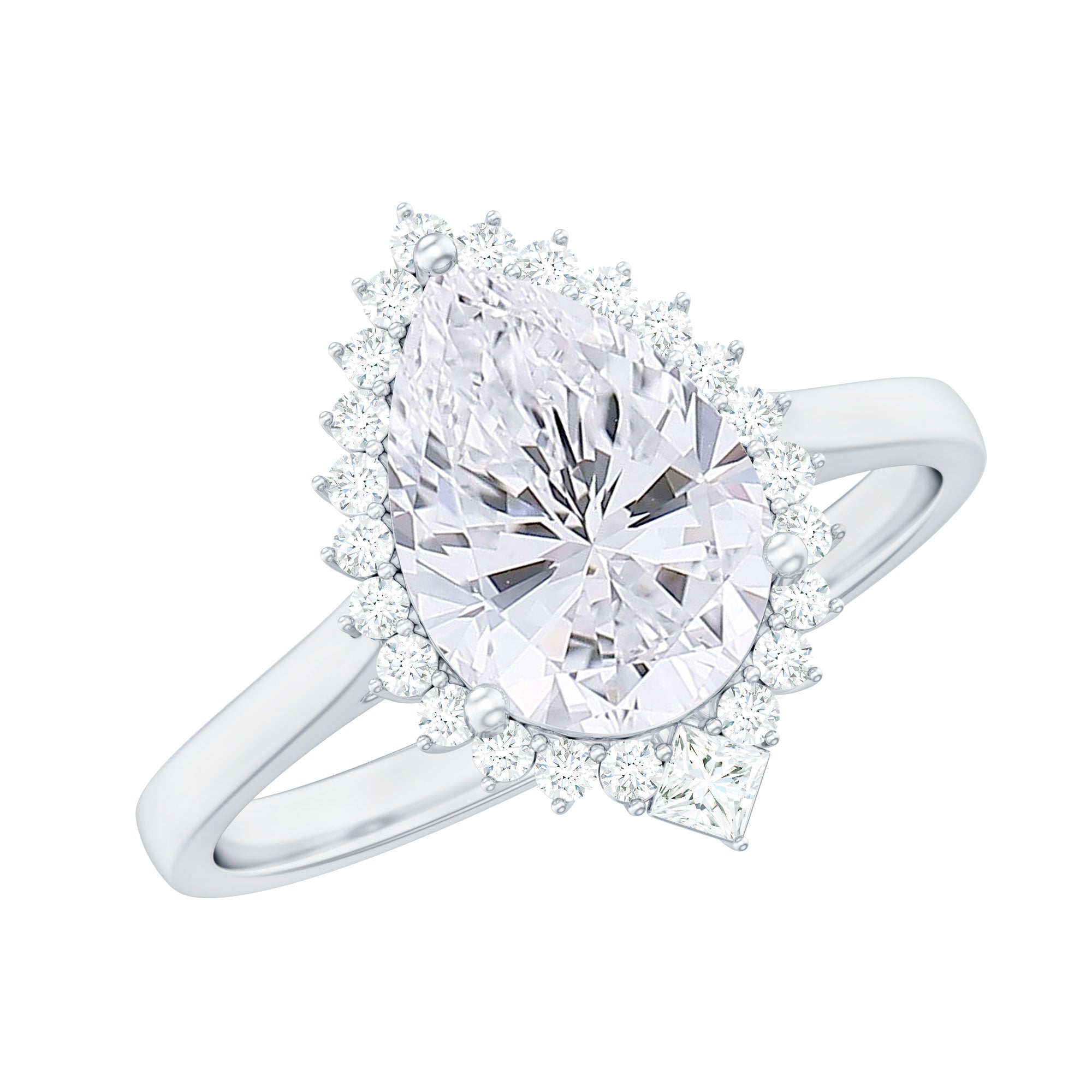 2.75 CT Pear Cut Zircon Cocktail Engagement Ring with Halo Zircon - ( AAAA ) - Quality - Rosec Jewels