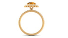 Round Citrine Statement Engagement Ring with Moissanite Cluster Halo Citrine - ( AAA ) - Quality - Rosec Jewels