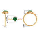 Heart Shape Created Emerald Promise Ring with Diamond Accent Lab Created Emerald - ( AAAA ) - Quality - Rosec Jewels