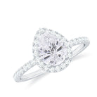 2.5 CT Pear Shaped Simulated Diamond Halo Engagement Ring in Gold Zircon - ( AAAA ) - Quality - Rosec Jewels