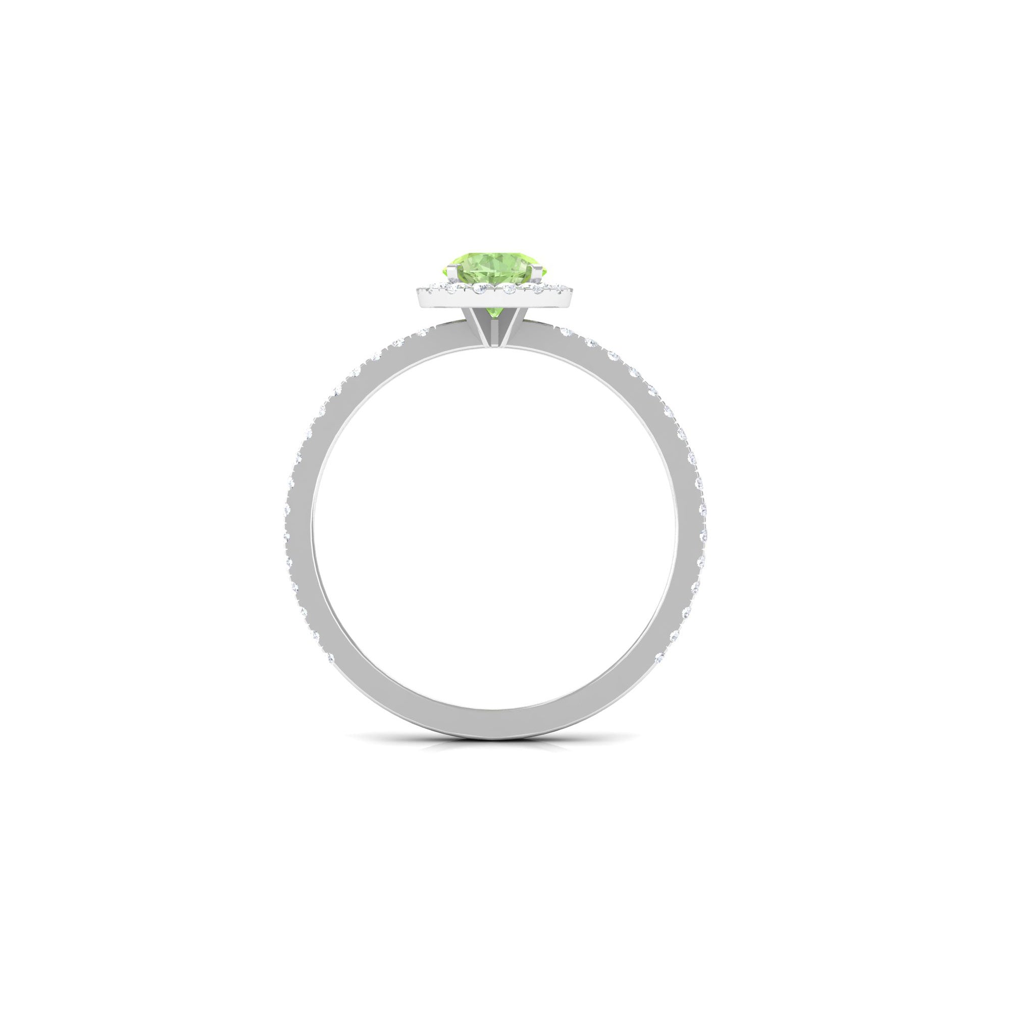 Round Green Sapphire Halo Engagement Ring with Diamond Green Sapphire - ( AAA ) - Quality - Rosec Jewels