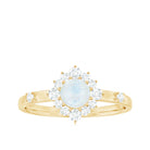 1 CT Round Moonstone and Diamond Halo Engagement Ring Moonstone - ( AAA ) - Quality - Rosec Jewels
