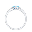 Heart Aquamarine Solitaire Promise Ring with Diamond Aquamarine - ( AAA ) - Quality - Rosec Jewels