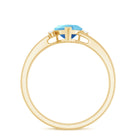 Heart Aquamarine Solitaire Promise Ring with Diamond Aquamarine - ( AAA ) - Quality - Rosec Jewels