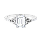 2 CT Emerald Cut Moissanite Solitaire Celtic Engagement Ring in Gold Moissanite - ( D-VS1 ) - Color and Clarity - Rosec Jewels