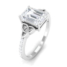2 CT Emerald Cut Moissanite Solitaire Celtic Engagement Ring in Gold Moissanite - ( D-VS1 ) - Color and Clarity - Rosec Jewels