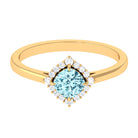 Cushion Cut Aquamarine and Diamond Halo Engagement Ring Aquamarine - ( AAA ) - Quality - Rosec Jewels