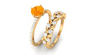 1.75 CT Fire Opal Classic Wedding Ring Set in Gold with Moissanite Fire Opal - ( AAA ) - Quality - Rosec Jewels