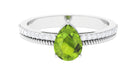 Solitaire Peridot and Diamond Ring with Twisted Rope Peridot - ( AAA ) - Quality - Rosec Jewels