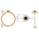 Asscher Cut Created Black Diamond Statement Engagement Ring with Diamond Lab Created Black Diamond - ( AAAA ) - Quality - Rosec Jewels