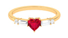 1 CT Heart Shape Created Ruby Solitaire Promise Ring with Diamond Lab Created Ruby - ( AAAA ) - Quality - Rosec Jewels