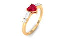 1 CT Heart Shape Created Ruby Solitaire Promise Ring with Diamond Lab Created Ruby - ( AAAA ) - Quality - Rosec Jewels