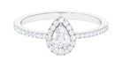 Simple Lab Grown Diamond Teardrop Ring with Halo Lab Grown Diamond - ( EF-VS ) - Color and Clarity - Rosec Jewels
