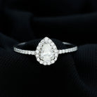 Simple Lab Grown Diamond Teardrop Ring with Halo Lab Grown Diamond - ( EF-VS ) - Color and Clarity - Rosec Jewels