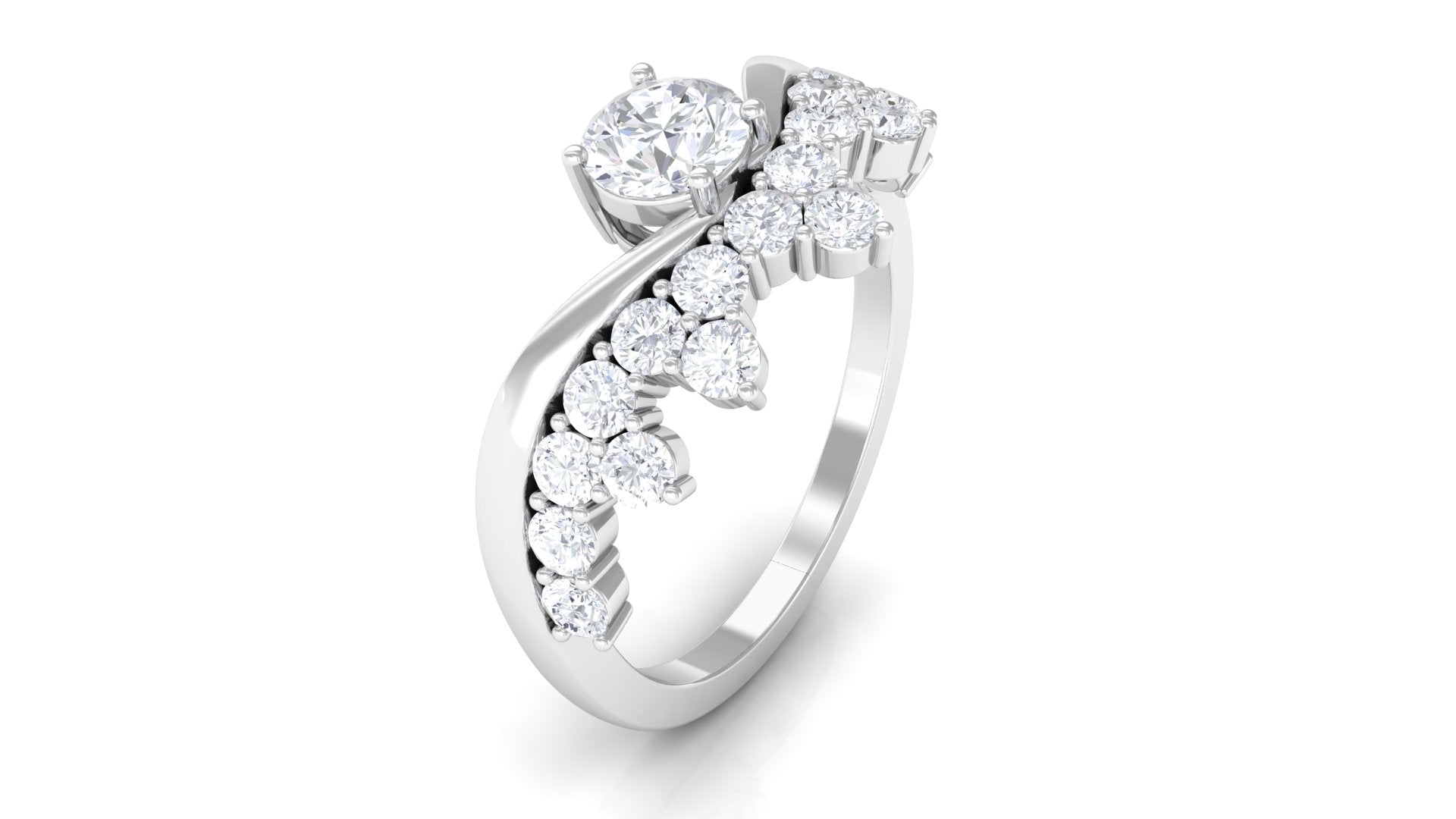 Designer Lab Grown Diamond Curved Engagement Ring Lab Grown Diamond - ( EF-VS ) - Color and Clarity - Rosec Jewels