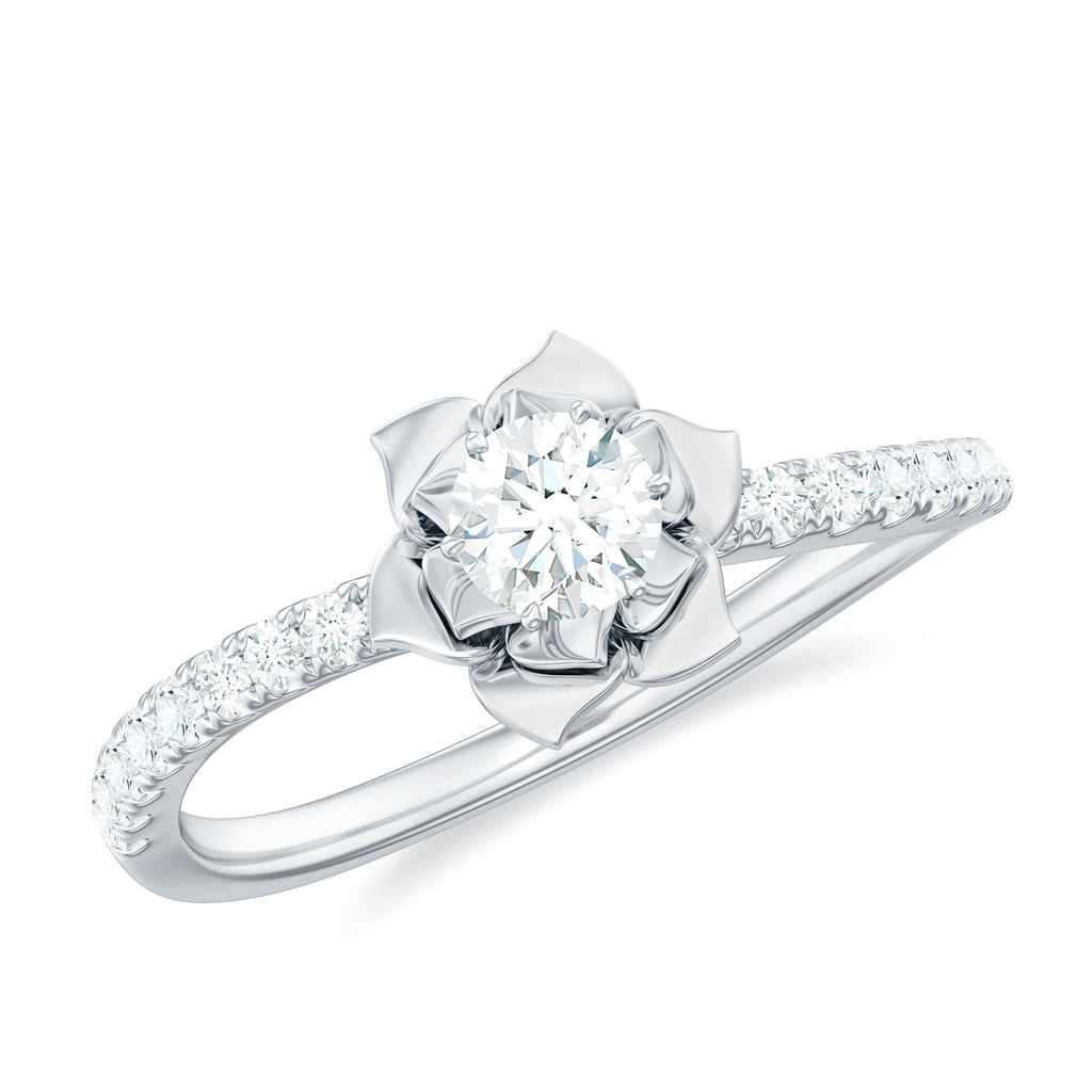 Nature Inspired Floral Engagement Ring with Lab Grown Diamond Lab Grown Diamond - ( EF-VS ) - Color and Clarity - Rosec Jewels