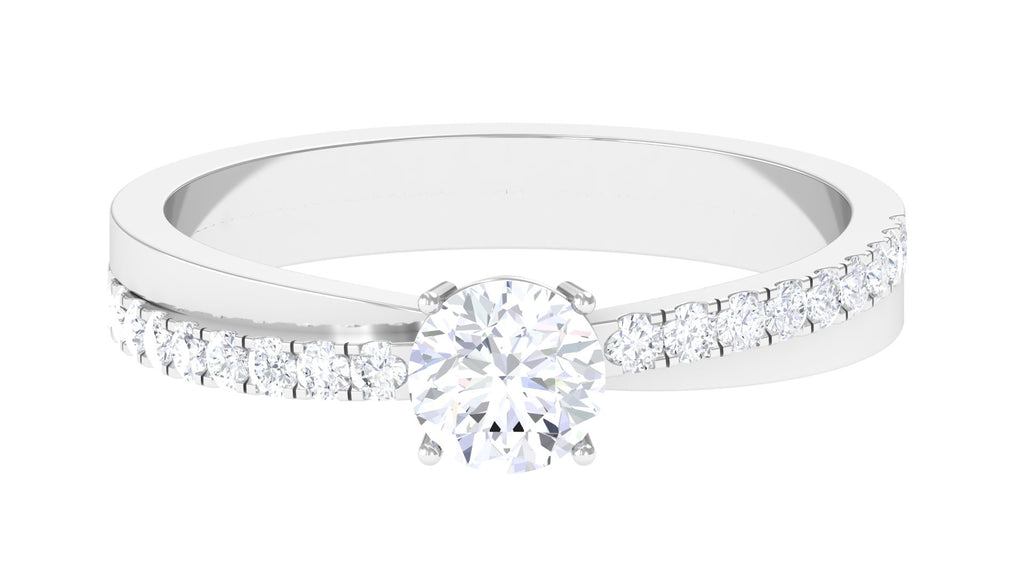 Round Lab Grown Diamond Solitaire Promise Ring Lab Grown Diamond - ( EF-VS ) - Color and Clarity - Rosec Jewels