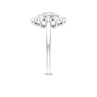 Bezel Set Moonstone Statement Engagement Ring with Diamond Halo Moonstone - ( AAA ) - Quality - Rosec Jewels