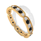 1.75 CT Black Onyx and Diamond Band Ring with Milgrain Details Black Onyx - ( AAA ) - Quality - Rosec Jewels