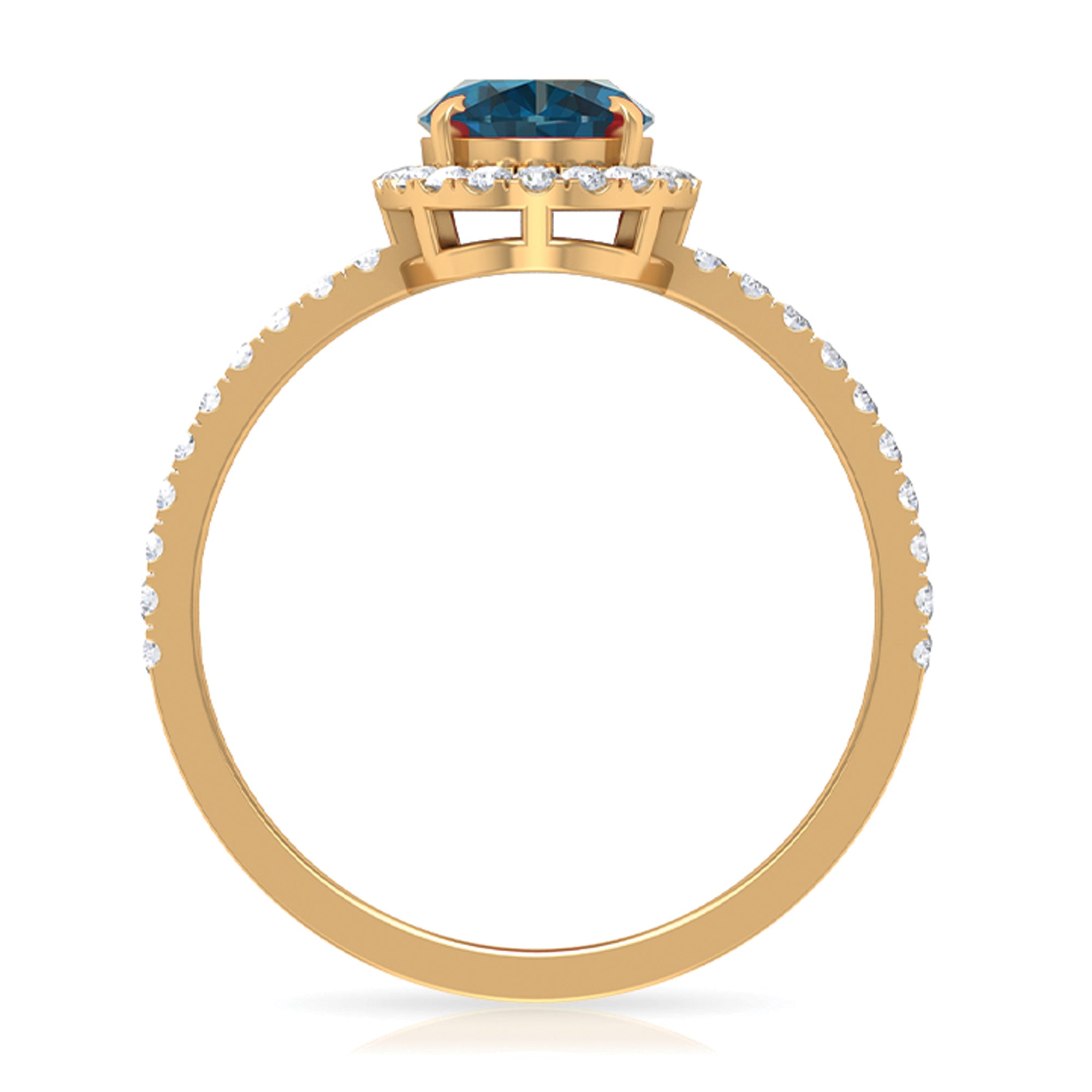 Oval Shape London Blue Topaz Cocktail Engagement Ring with Diamond London Blue Topaz - ( AAA ) - Quality - Rosec Jewels