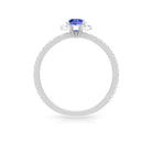 1 CT Tanzanite Solitaire Ring with Diamond Halo Tanzanite - ( AAA ) - Quality - Rosec Jewels
