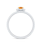 1/2 CT Citrine Solitaire Halo Ring with Diamond Citrine - ( AAA ) - Quality - Rosec Jewels
