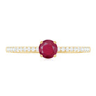 1/2 CT Round Ruby Solitaire Promise and Diamond Ring Ruby - ( AAA ) - Quality - Rosec Jewels