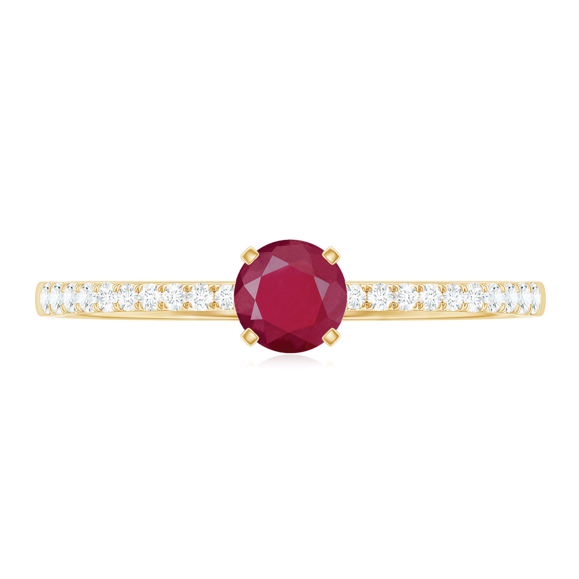 1/2 CT Round Ruby Solitaire Promise and Diamond Ring Ruby - ( AAA ) - Quality - Rosec Jewels