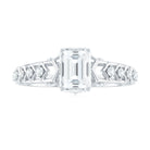 Emerald Cut Certified Moissanite Gold Solitaire Engagement Ring Moissanite - ( D-VS1 ) - Color and Clarity - Rosec Jewels