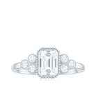 Octagon and Round Cut Moissanite Designer Ring in Gold Moissanite - ( D-VS1 ) - Color and Clarity - Rosec Jewels